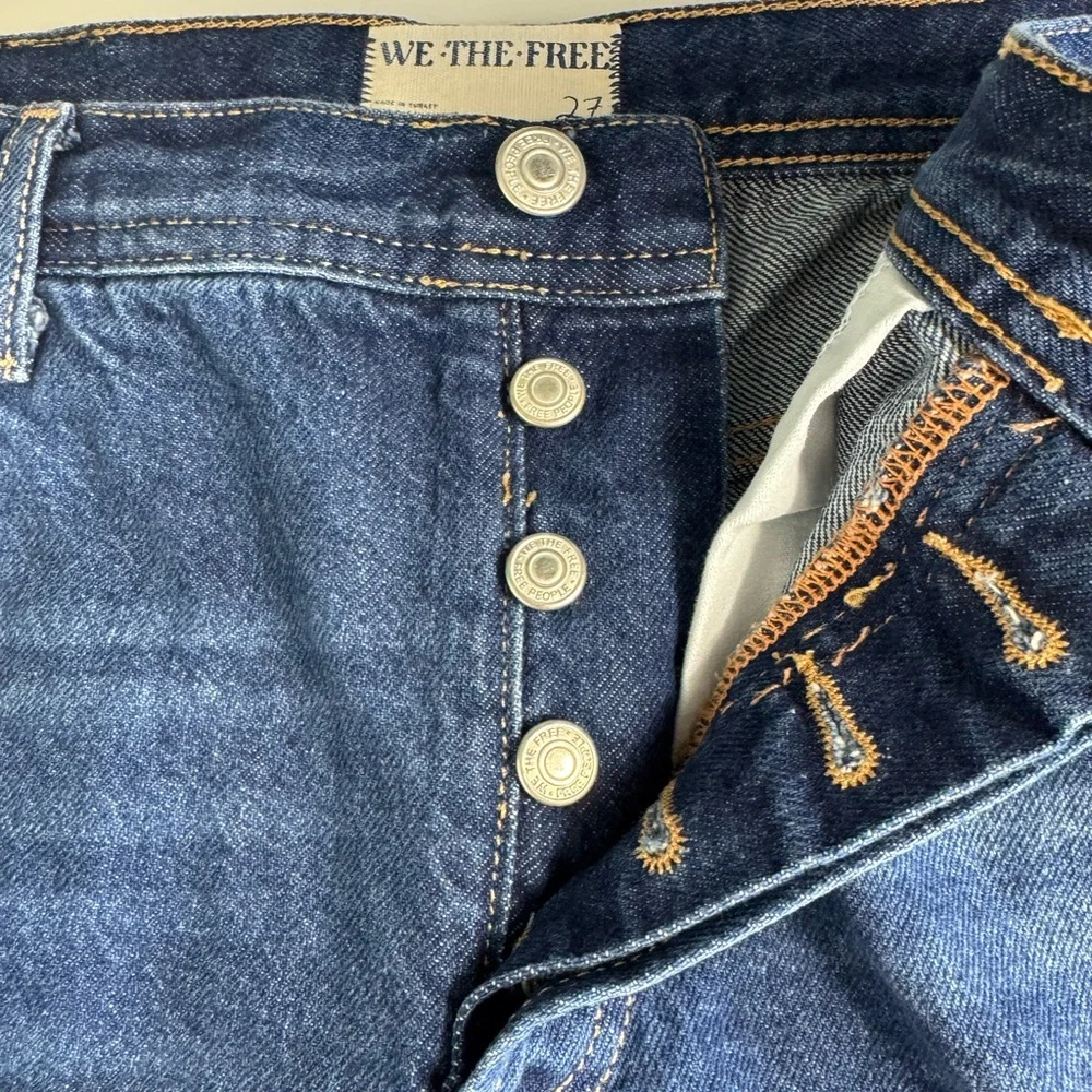 FREE PEOPLE We The Free‎ Maggie Mid Rise Straight Leg Raw Hem Jeans Size 27 - Picture 9 of 9